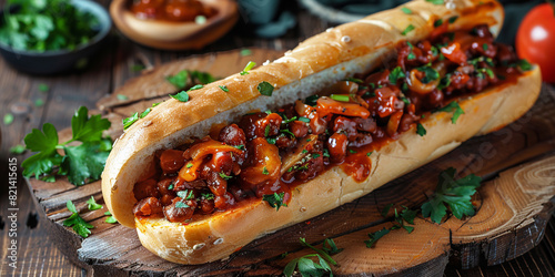 Choripan sandwich on the table photo