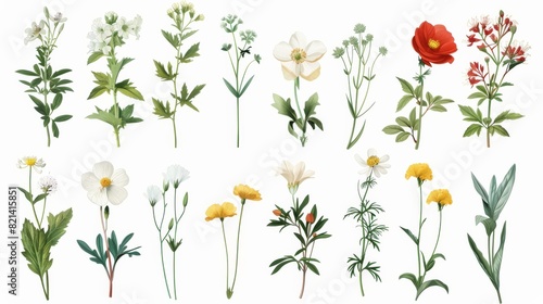Vintage floral illustrations for spring and summer design
