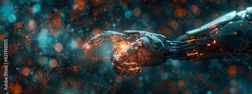 Robot ai hand future background technology artificial arm humanoid touch. Futuristic hand robot ai intelligent concept tech 3D chat machine science computer bot icon business human cyborg isolated.