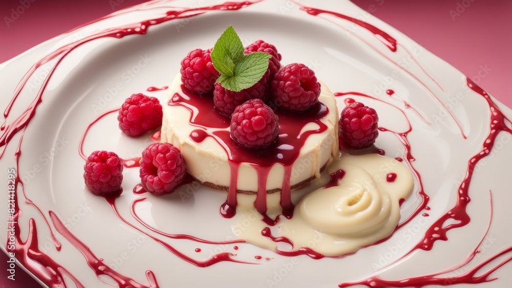 Raspberry charlotte with vanilla sauce. Raspberry charlotte with vanilla sauce.