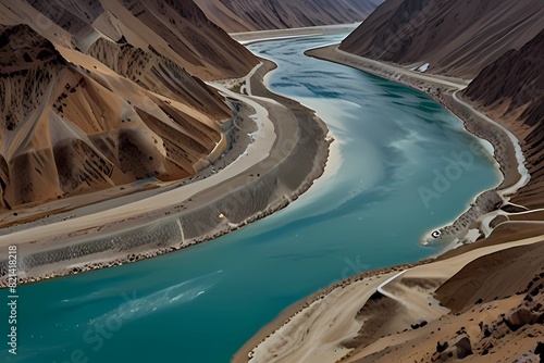 Confluence of Zanskar and Indus rivers - Leh, Ladakh, India 