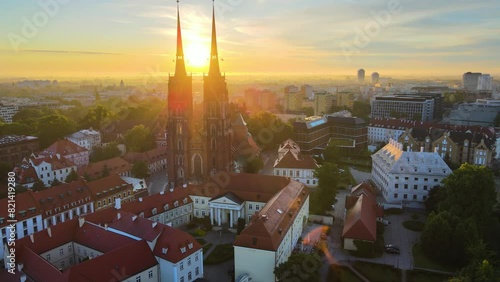 ancient beautiful city aerial photography architecture Europe Wroclaw Poland photo