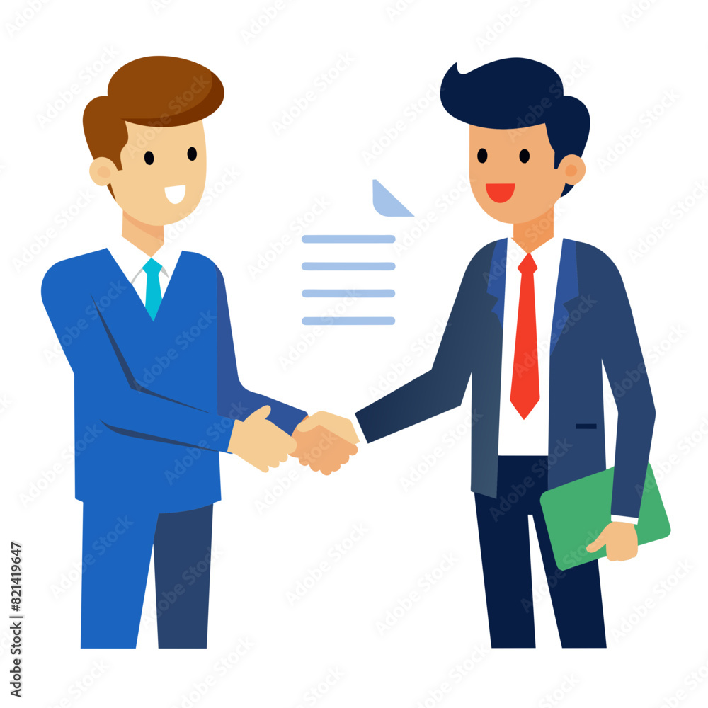 Signing contract, business deal or partnership, banking loan, investment contract or job offer agreement concept, success businessman handshake with client holding pen ready to sign agreement contract