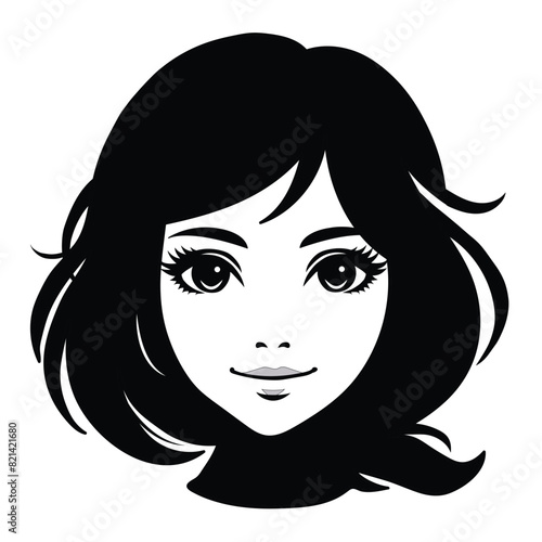 Vector illustration of a beautiful girl's face on a white separate background