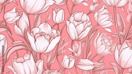 Tulip flower pattern illustration for wallpaper, print and fabric