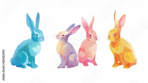 Rabbit bunny kids illustration isolated on white . Generative Ai © We3 Animal
