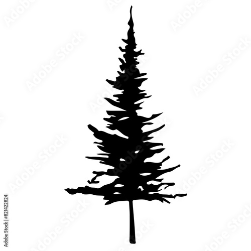 Pine Tree Silhouette Vector Clipart.