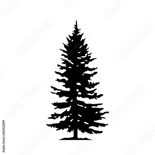 Pine Tree Silhouette Vector Clipart.