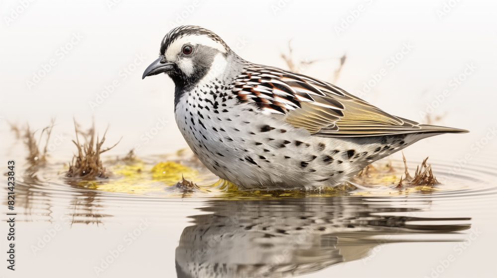 Double Exposure White Background Quail by a pond illustration ~ Created using Generative AI Double Exposure White Background Quail by a pond illustration ~ Created using Generative AI