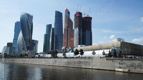 Moscow city district over Moscow river at summer day, Russia photo