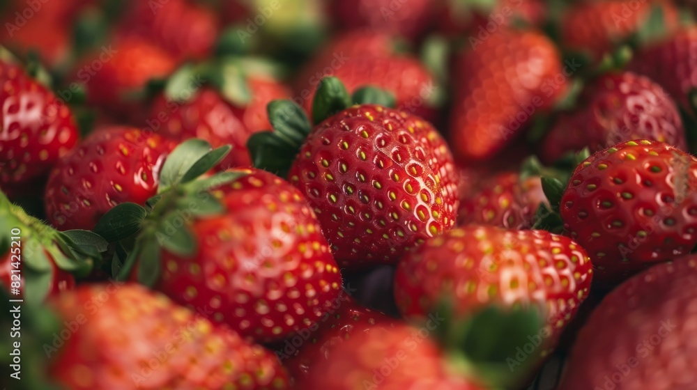 fresh and ripe strawberries, texture and juiciness generative ai fresh and ripe strawberries, texture and juiciness generative ai