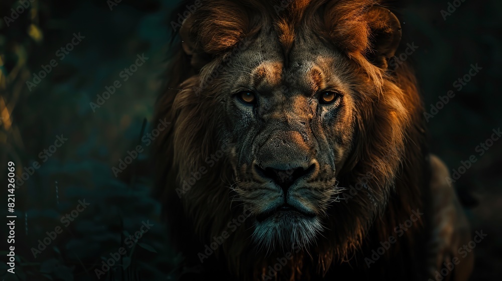 Portrait of a Beautiful lion, lion in dark . Generative Ai Portrait of a Beautiful lion, lion in dark . Generative Ai