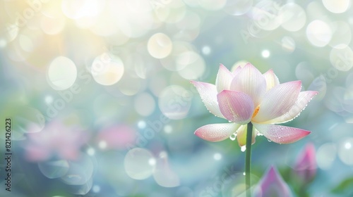 lotus flower with morning dew with blurred background