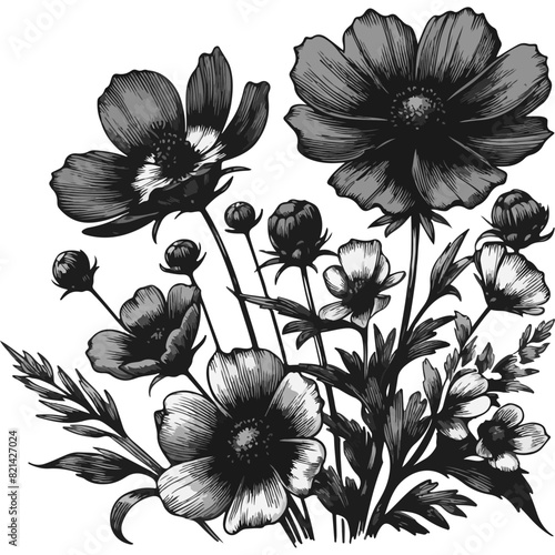 Monochrome Flower Bouquet 