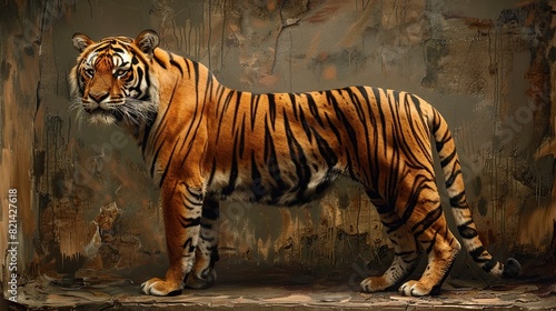 Portrait of muscular tiger standing in proud pose. Generative Ai