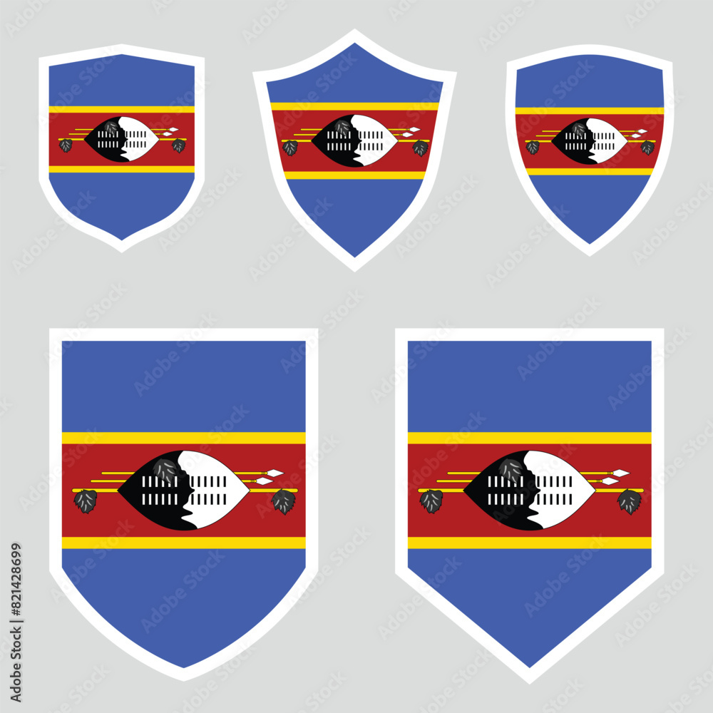 Fototapeta premium Set of Eswatini Flag in Shield Shape Frame