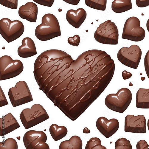 heart shaped chocolates isolated on white background, world chocolate day, valentine, cutout, clipping path