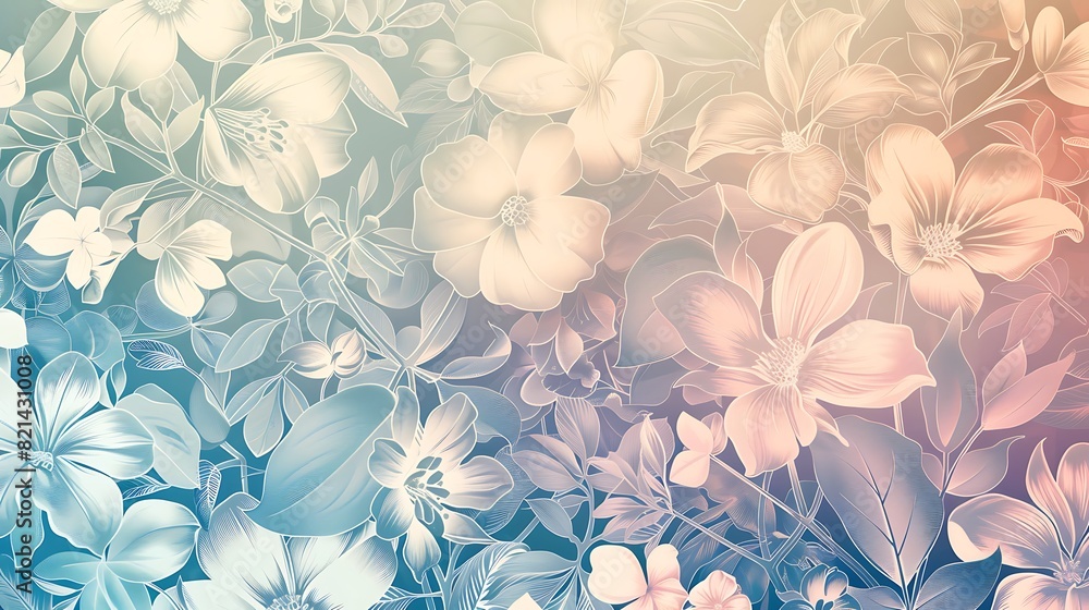 Enchanting Floral Vector Design with Pastel Elegance and Whimsical Silhouettes - Close-up Botanical Backdrop Enchanting Floral Vector Design with Pastel Elegance and Whimsical Silhouettes - Close-up Botanical Backdrop