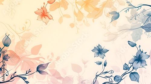 Ethereal Botanical Elegance - Intricate Floral Vector Design in Pastel Colors with Whimsical Silhouette and Natural Elements, Close Up Shot © SprintZz