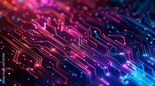 Neon Circuit Patterns: Innovative Technology Vector Background