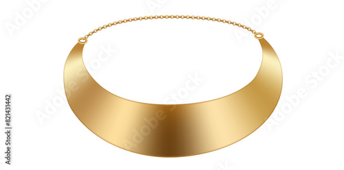 Antique Stylish Gold Plated Choker Necklace, Bib Necklace Unique Design Vector Illustration.
