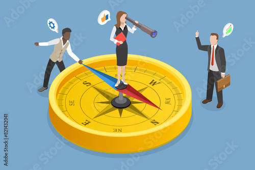 3D Isometric Flat Vector Illustration of Navigation And Orientation In Business, Strategy Direction