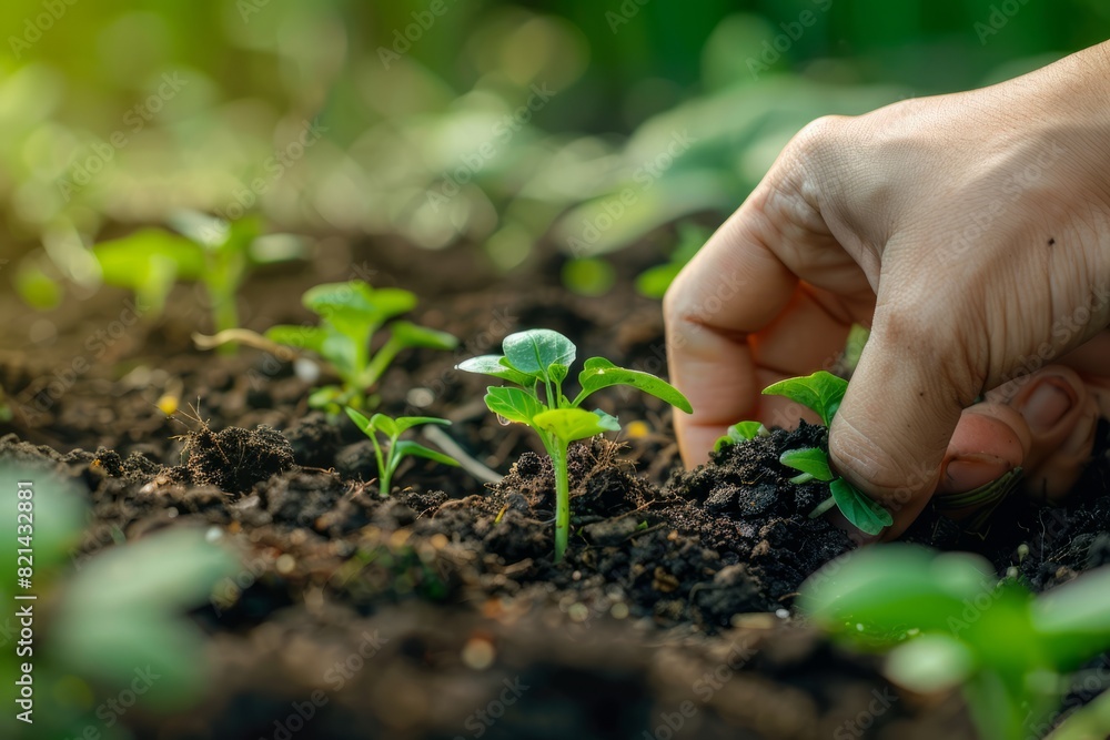 Expert hand of farmer checking soil health before growth a seed of vegetable or plant seedling. Gardening technical, Agriculture concept Expert hand of farmer checking soil health before growth a seed of vegetable or plant seedling. Gardening technical, Agriculture concept