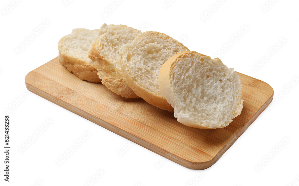 Pieces of fresh baguette isolated on white Pieces of fresh baguette isolated on white