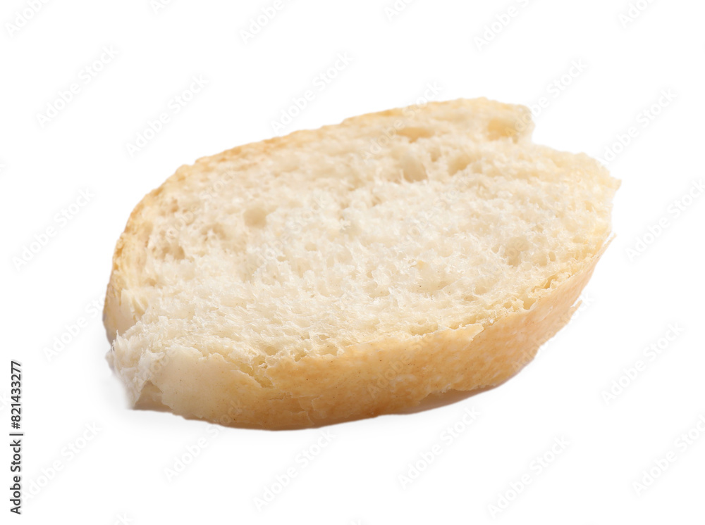 Piece of fresh baguette isolated on white Piece of fresh baguette isolated on white
