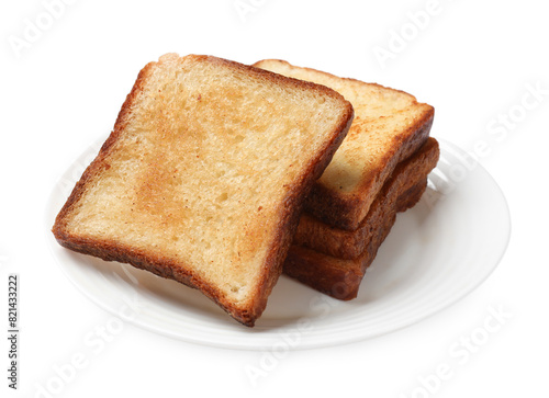 Pieces of fresh toast bread isolated on white