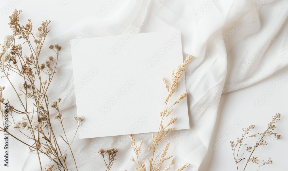 Blank paper card with flower background. Copyspace list, wedding decoration on table. Vintage love concept, minimal invitation. Empty mockup letter, clear frame Blank paper card with flower background. Copyspace list, wedding decoration on table. Vintage love concept, minimal invitation. Empty mockup letter, clear frame