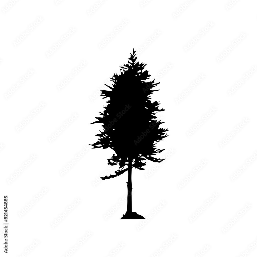 Fototapeta premium Pine Tree Silhouette Vector Clipart. 