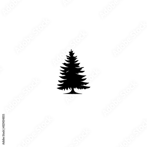 Pine Tree Silhouette Vector Clipart.	