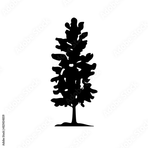 Pine Tree Silhouette Vector Clipart.	