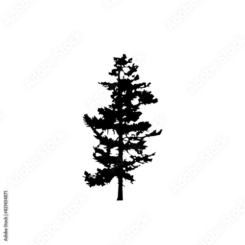 Pine Tree Silhouette Vector Clipart.	