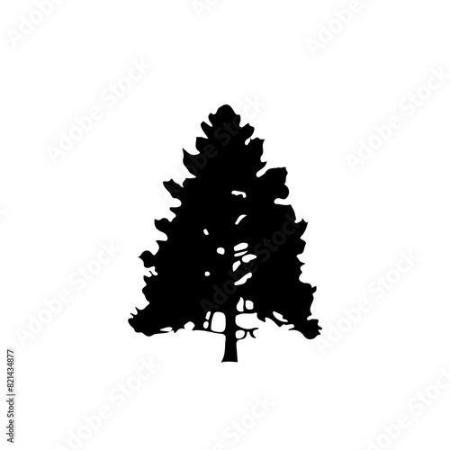 Pine Tree Silhouette Vector Clipart.	