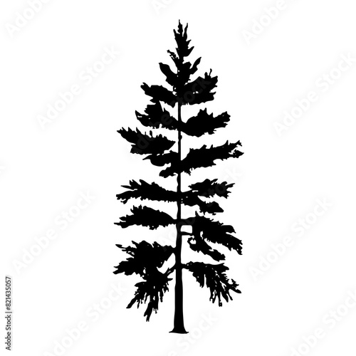 Pine Tree Silhouette Vector Clipart.	