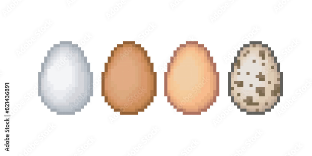 Egg collection, pixel art object Egg collection, pixel art object