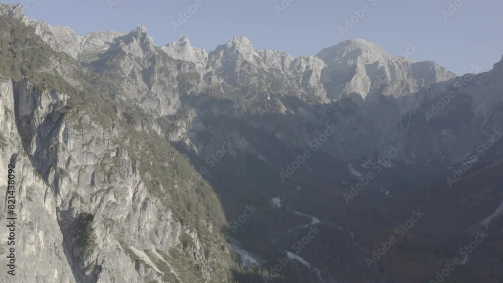 Aerial View of Almtal at Almsee in Autumn, Scenic Lake with Fall Foliage in Austria, D-Log Aerial View of Almtal at Almsee in Autumn, Scenic Lake with Fall Foliage in Austria, D-Log