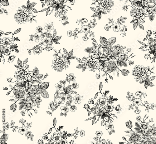 Seamless floral design. Backdrop flowers pattern.