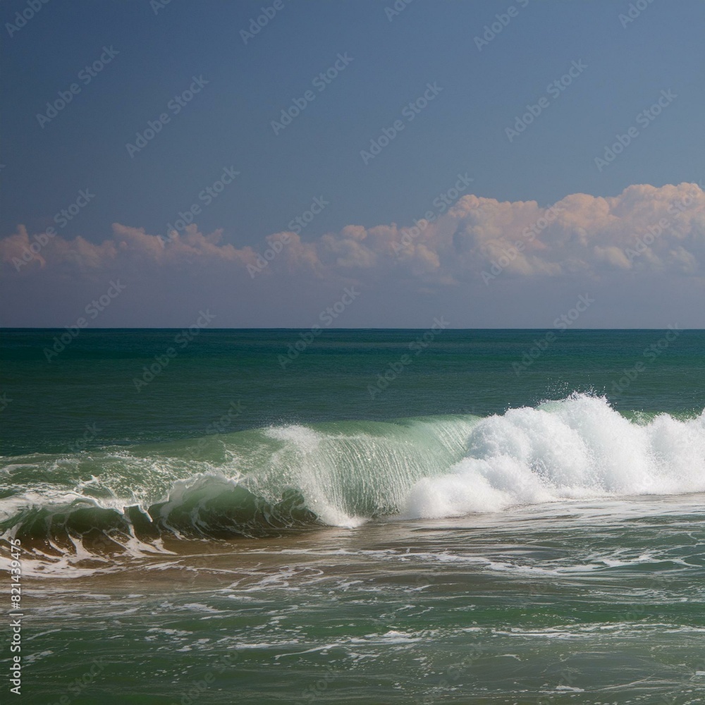 Big wave, roll in the ocean. Raging sea, foam. Moving water. Surf.