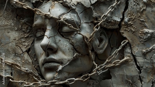 Chained statue for gothic horror and dark fantasy art