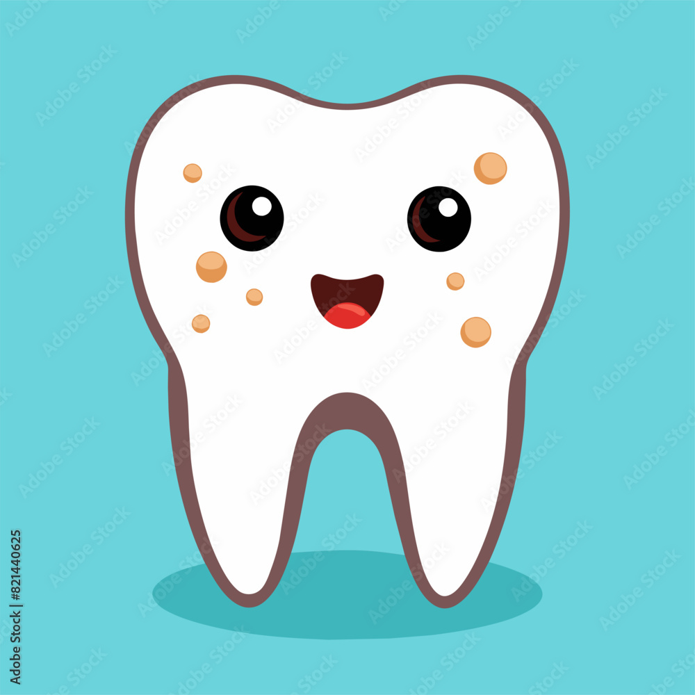 The tooth is beaming joyfully, adorned with vibrant spots The tooth is beaming joyfully, adorned with vibrant spots