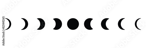 Set of moon phase simple icon. Mystic Celestial symbol collection. Vector Illustration.