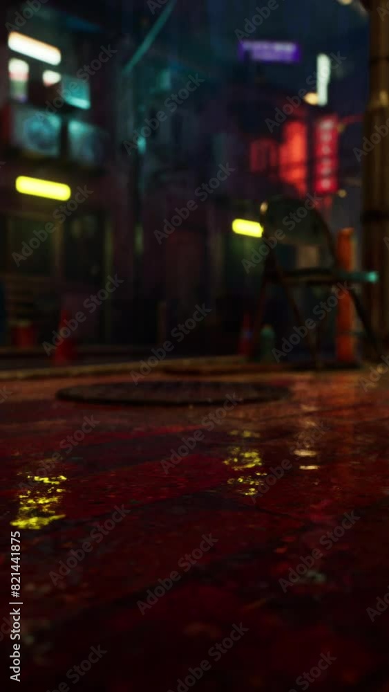 A city street in an Asian city comes alive with vibrant neon lights, casting a colourful glow on the wet pavement. A city street in an Asian city comes alive with vibrant neon lights, casting a colourful glow on the wet pavement.