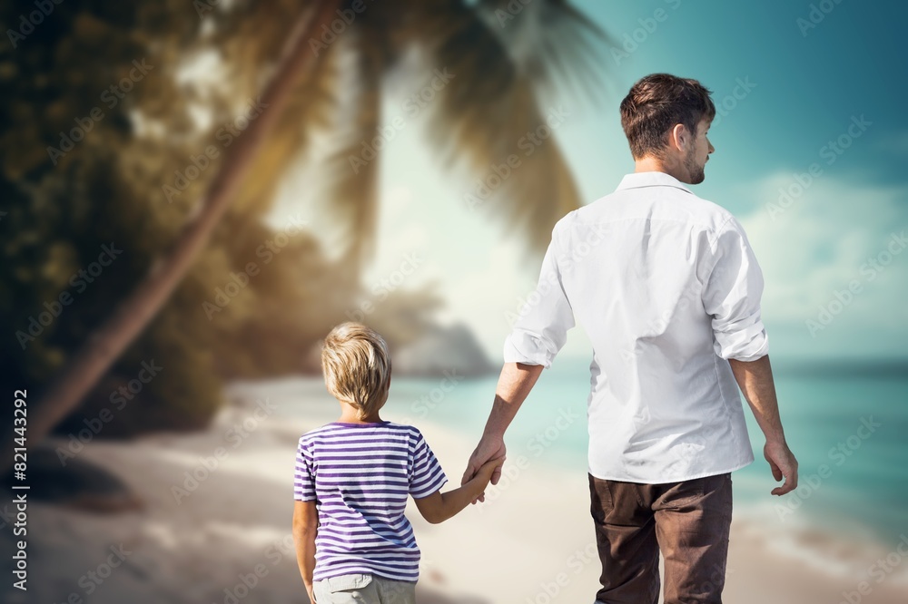 Happy family with kids together at summer beach Happy family with kids together at summer beach