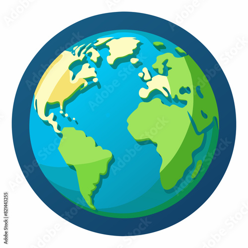 A cartoon illustration showing the earth inside a blue circle