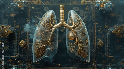 BaroqueInspired D Lung XRay A Confluence of High Technology and Ornate photo