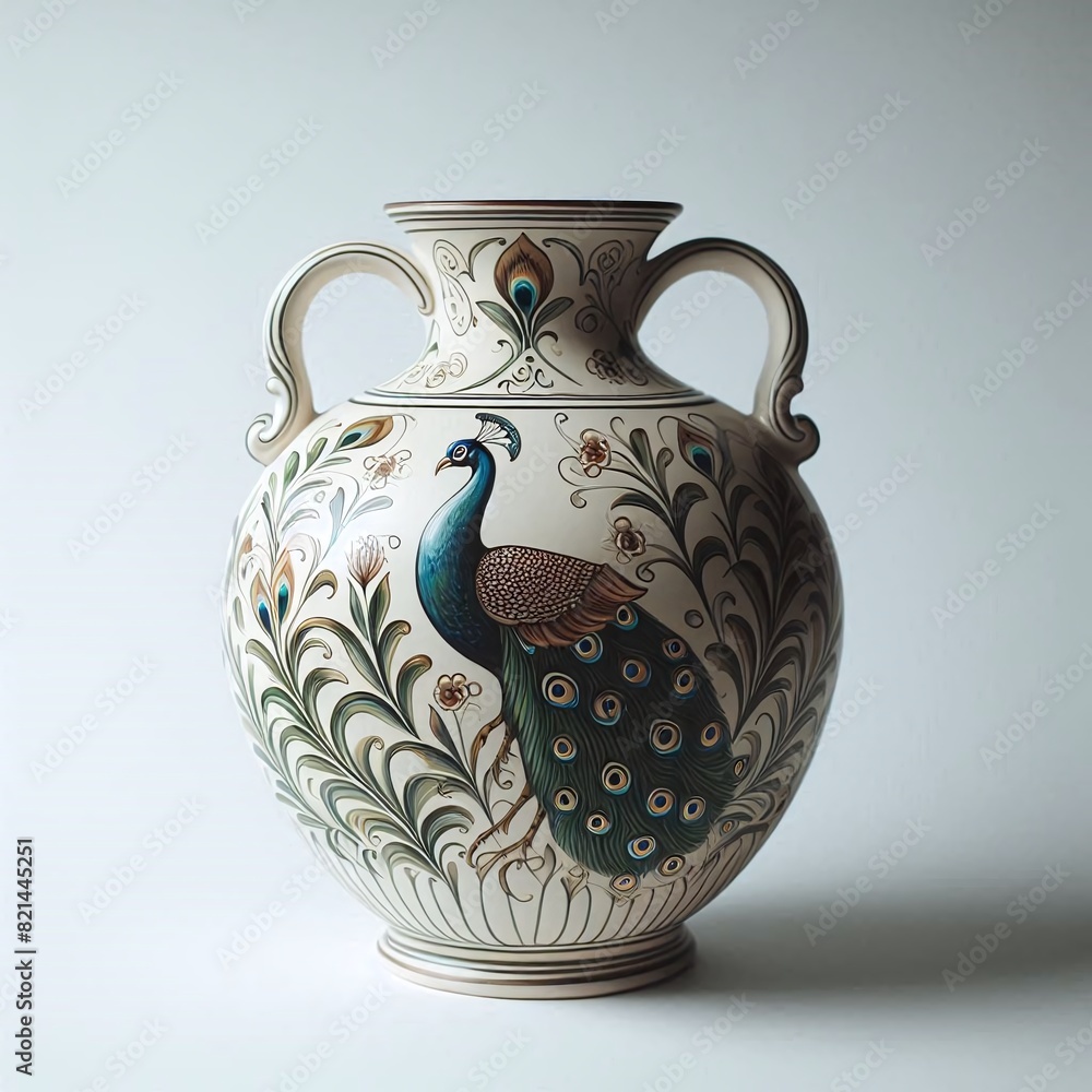 Elegant Ceramic Vase with Peacock and Floral Design for Sophisticated Home Decor Elegant Ceramic Vase with Peacock and Floral Design for Sophisticated Home Decor