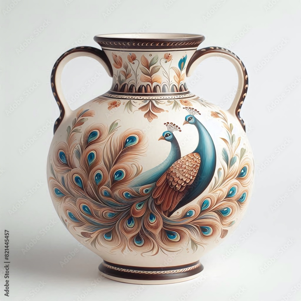 Elegant Ceramic Vase with Peacock and Floral Design for Sophisticated Home Decor Elegant Ceramic Vase with Peacock and Floral Design for Sophisticated Home Decor